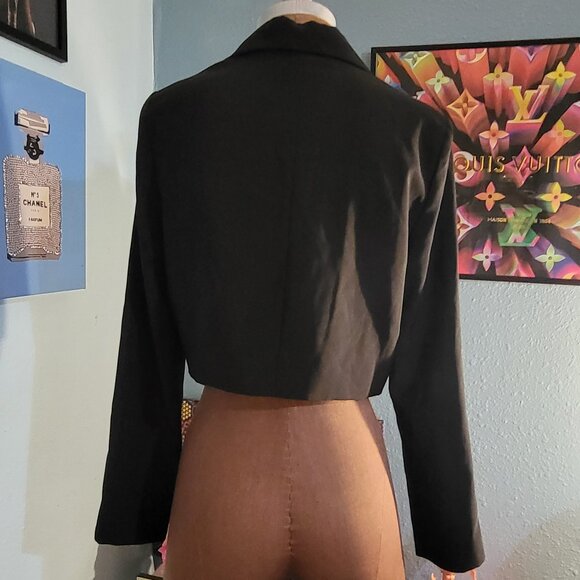 Naked Wardrobe Cropped Tuxedo Rhinestone Trim Jacket - Picture 5 of 8
